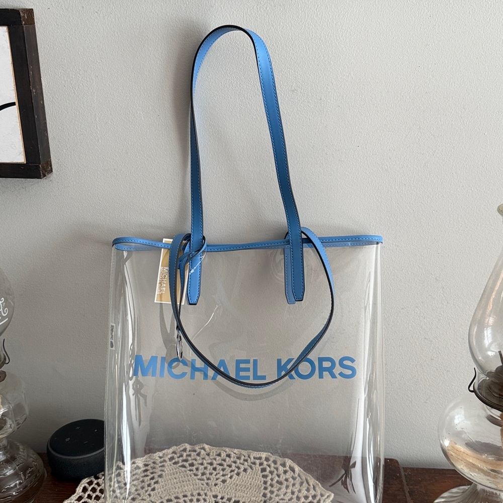 Michael Kors Transparent Tote with Blue Straps